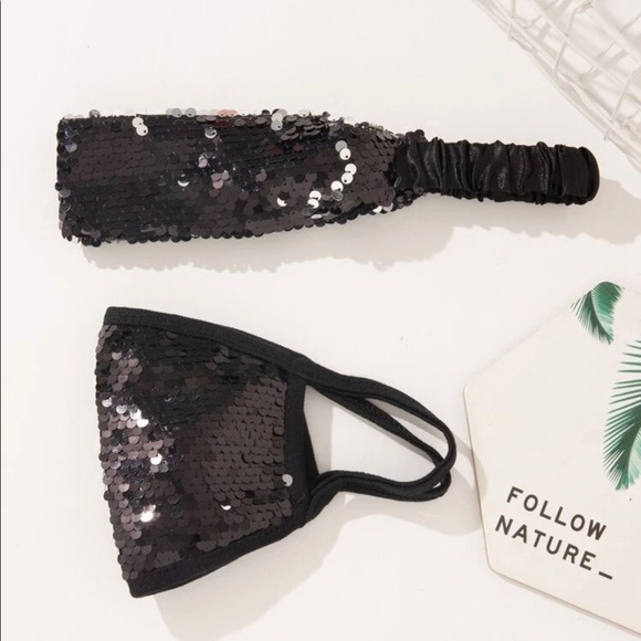 Sequin face Mask cover & Head /Hair Band ♠️ - Picture 3 of 3